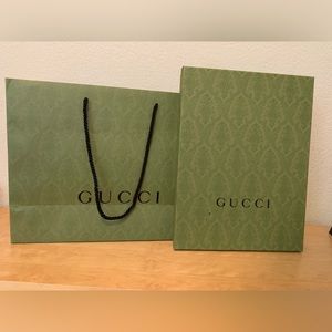 Gucci box and shopping bag